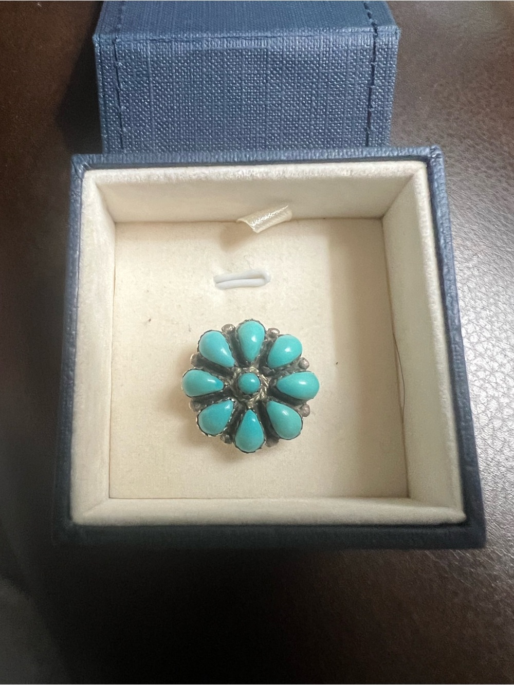 Handmade Taos New Mexico Turquoise Flower Cluster Ring - Women Jewelry